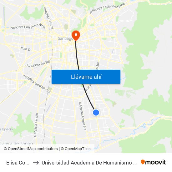 Elisa Correa to Universidad Academia De Humanismo Cristiano map