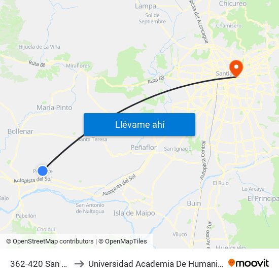 362-420 San Antonio to Universidad Academia De Humanismo Cristiano map