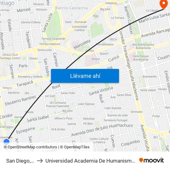 San Diego, 648 to Universidad Academia De Humanismo Cristiano map