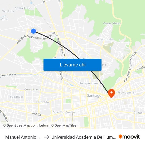 Manuel Antonio Matta, 500 to Universidad Academia De Humanismo Cristiano map