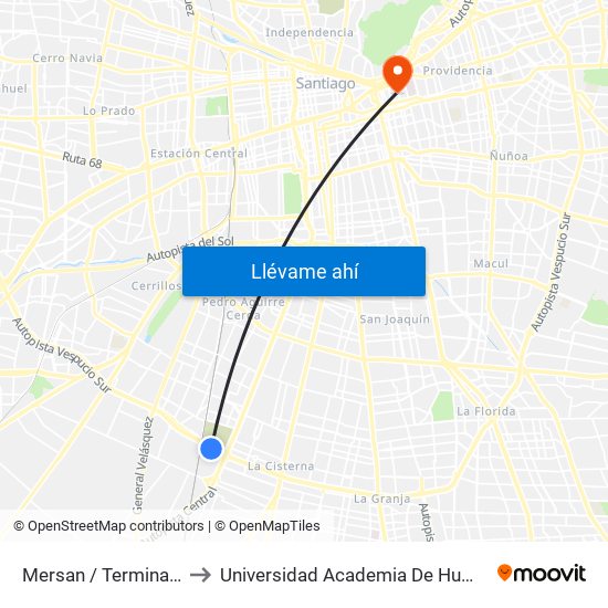 Mersan / Terminal Pesquero to Universidad Academia De Humanismo Cristiano map