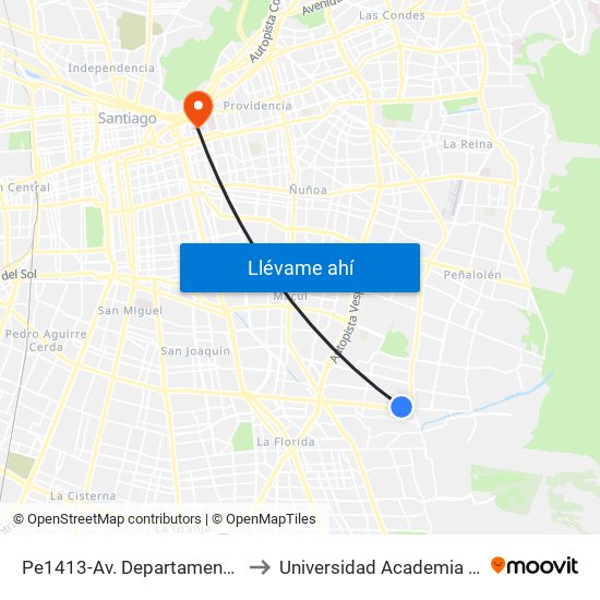 Pe1413-Av. Departamental / Esq. Avenida Tobalaba to Universidad Academia De Humanismo Cristiano map