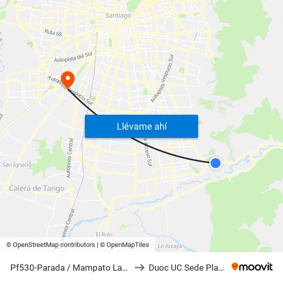 Pf530-Parada / Mampato Las Viscachas to Duoc UC Sede Plaza Oeste map