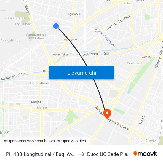 Pi1480-Longitudinal / Esq. Av. El Descanso to Duoc UC Sede Plaza Oeste map