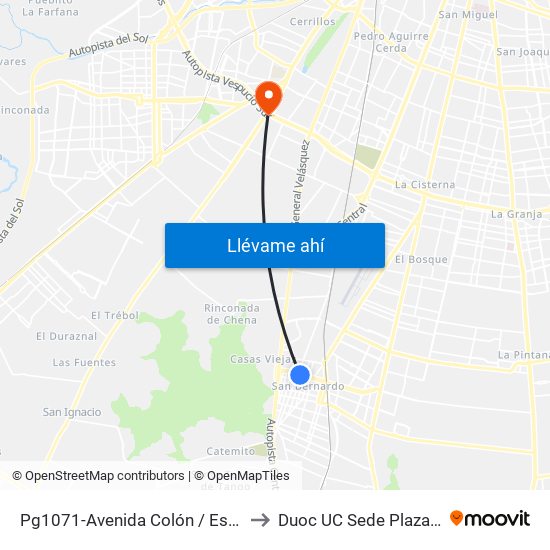 Pg1071-Avenida Colón / Esq. Maipú to Duoc UC Sede Plaza Oeste map