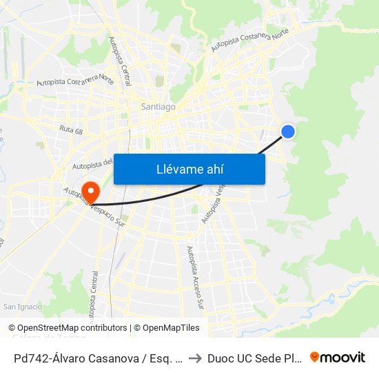 Pd742-Álvaro Casanova / Esq. Avenida Larraín to Duoc UC Sede Plaza Oeste map