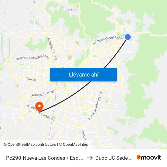Pc290-Nueva Las Condes / Esq. Sn. Francisco De Asís to Duoc UC Sede Plaza Oeste map