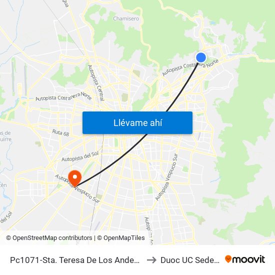 Pc1071-Sta. Teresa De Los Andes / Esq. Raimundo Larraín to Duoc UC Sede Plaza Oeste map