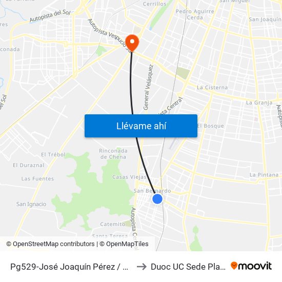 Pg529-José Joaquín Pérez / Esq. San José to Duoc UC Sede Plaza Oeste map