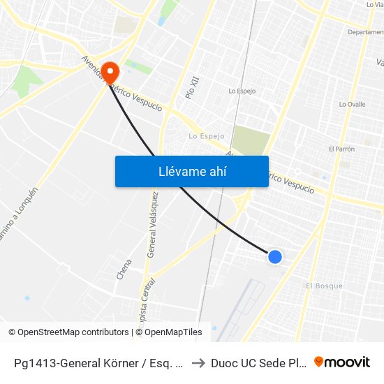 Pg1413-General Körner / Esq. General Arteaga to Duoc UC Sede Plaza Oeste map