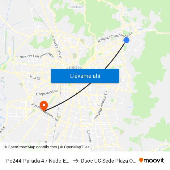 Pc244-Parada 4 / Nudo Estoril to Duoc UC Sede Plaza Oeste map