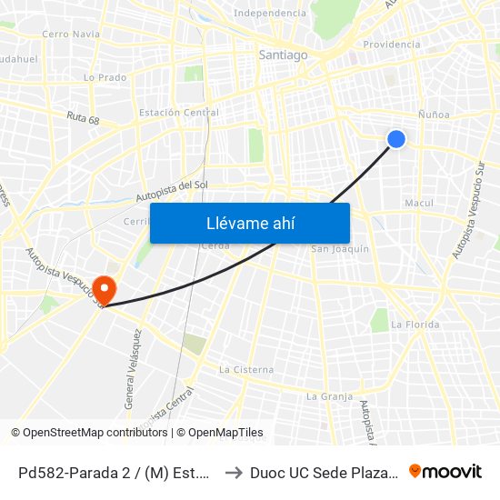 Pd582-Parada 2 / (M) Est.Nacional to Duoc UC Sede Plaza Oeste map