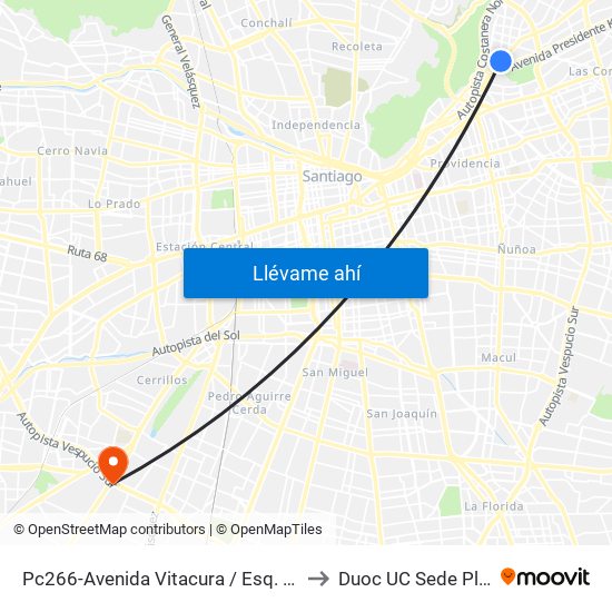 Pc266-Avenida Vitacura / Esq. Nueva Costanera to Duoc UC Sede Plaza Oeste map