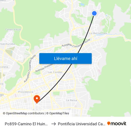 Pc859-Camino El Huinganal / Esq. Camino Del Yunque to Pontificia Universidad Católica De Chile (Campus Oriente) map