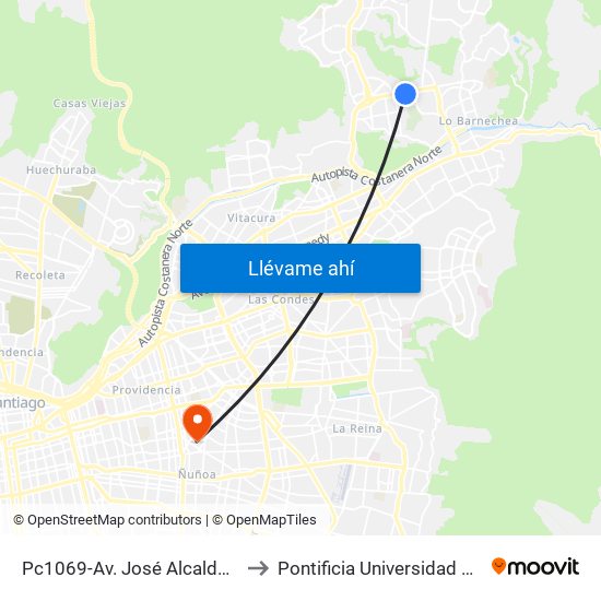 Pc1069-Av. José Alcalde Délano / Esq. Camino De La Fragua to Pontificia Universidad Católica De Chile (Campus Oriente) map