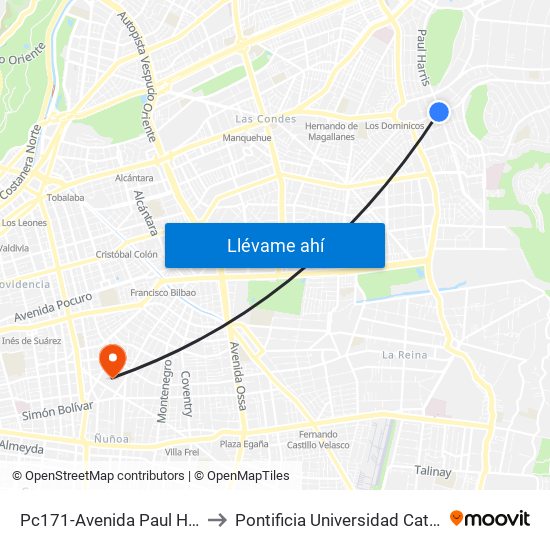 Pc171-Avenida Paul Harris / Esq. General Blanche to Pontificia Universidad Católica De Chile (Campus Oriente) map