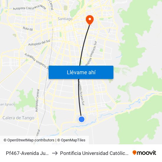 Pf467-Avenida Juanita / Esq. Weber to Pontificia Universidad Católica De Chile (Campus Oriente) map