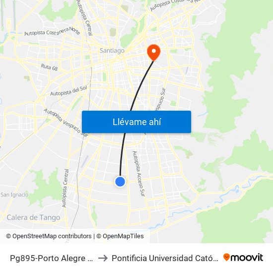 Pg895-Porto Alegre / Esq. Ciudad De México to Pontificia Universidad Católica De Chile (Campus Oriente) map