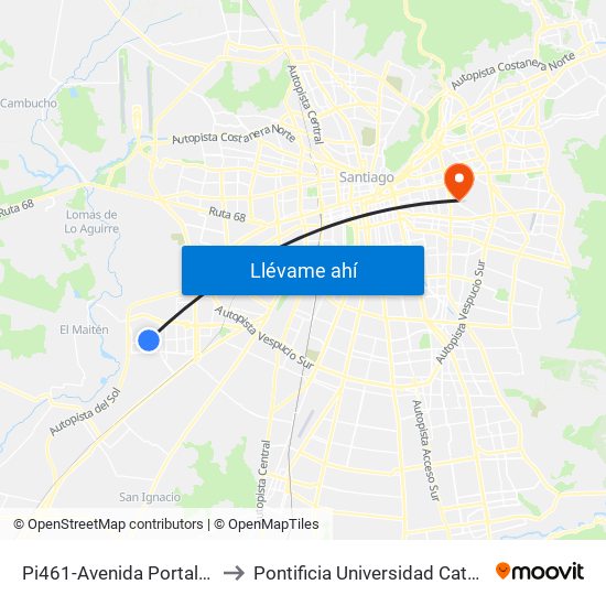 Pi461-Avenida Portales / Esq. Av. Las Naciones to Pontificia Universidad Católica De Chile (Campus Oriente) map