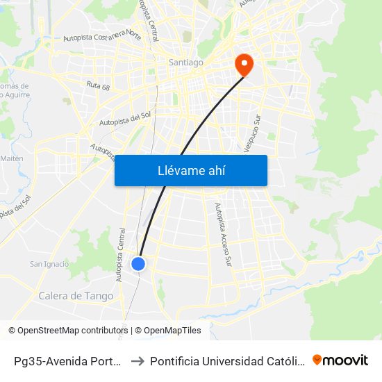 Pg35-Avenida Portales / Esq. Esmeralda to Pontificia Universidad Católica De Chile (Campus Oriente) map