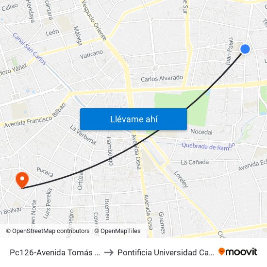 Pc126-Avenida Tomás Moro / Esq. Alejandro Fleming to Pontificia Universidad Católica De Chile (Campus Oriente) map