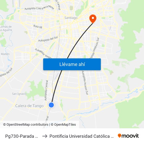 Pg730-Parada 1 / Est. 5 Pinos to Pontificia Universidad Católica De Chile (Campus Oriente) map