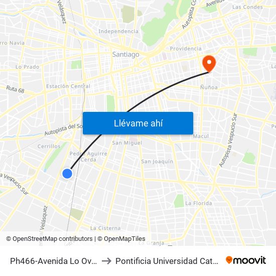 Ph466-Avenida Lo Ovalle / Esq. Avenida Central to Pontificia Universidad Católica De Chile (Campus Oriente) map