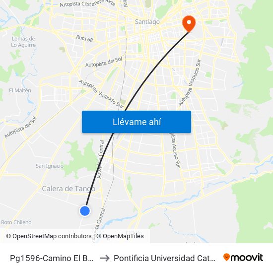 Pg1596-Camino El Barrancón / Esq. Lo Infante to Pontificia Universidad Católica De Chile (Campus Oriente) map