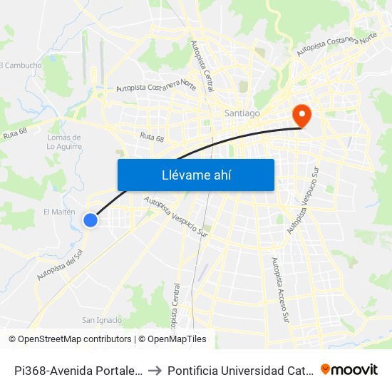 Pi368-Avenida Portales / Esq. Av. El Conquistador to Pontificia Universidad Católica De Chile (Campus Oriente) map