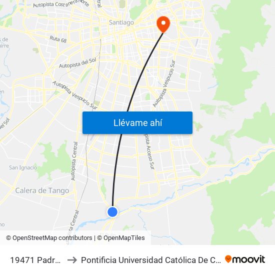 19471 Padre Hurtado to Pontificia Universidad Católica De Chile (Campus Oriente) map