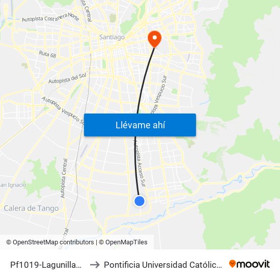 Pf1019-Lagunillas / Esq. Av. Juanita to Pontificia Universidad Católica De Chile (Campus Oriente) map