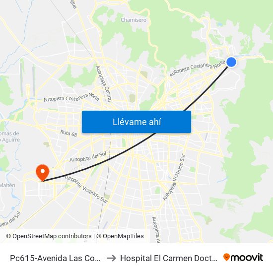 Pc615-Avenida Las Condes / Esq. La Cabaña to Hospital El Carmen Doctor Luis Valentín Ferrada map