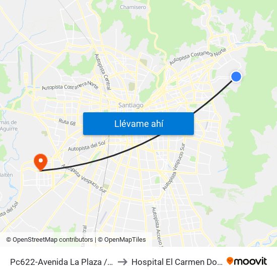 Pc622-Avenida La Plaza / Esq. Av. Mons. A. Del Portillo to Hospital El Carmen Doctor Luis Valentín Ferrada map