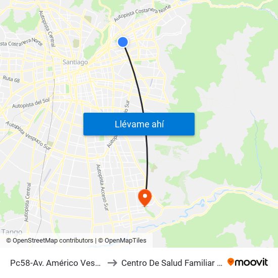 Pc58-Av. Américo Vespucio / Esq. Av. Pdte. Riesco to Centro De Salud Familiar San Alberto Hurtado (Cesfam) map