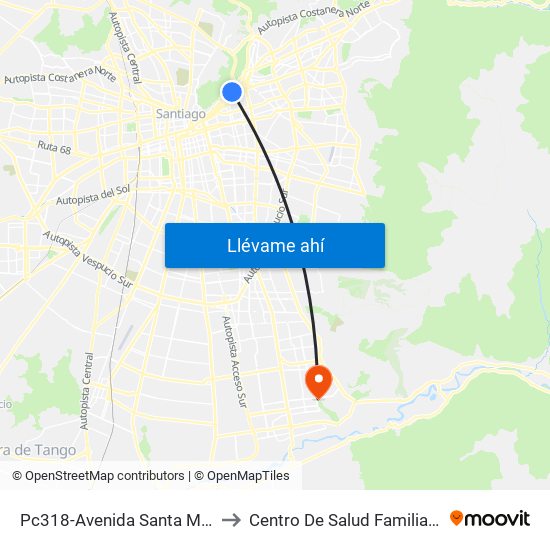 Pc318-Avenida Santa María / Esq. Av. Pedro De Valdivia to Centro De Salud Familiar San Alberto Hurtado (Cesfam) map