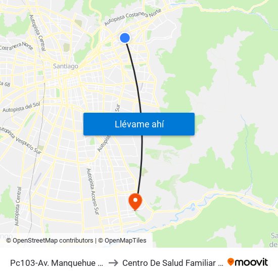 Pc103-Av. Manquehue Norte / Esq. Av. Pdte. Riesco to Centro De Salud Familiar San Alberto Hurtado (Cesfam) map