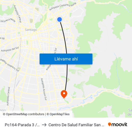 Pc164-Parada 3 / (M) Manquehue to Centro De Salud Familiar San Alberto Hurtado (Cesfam) map