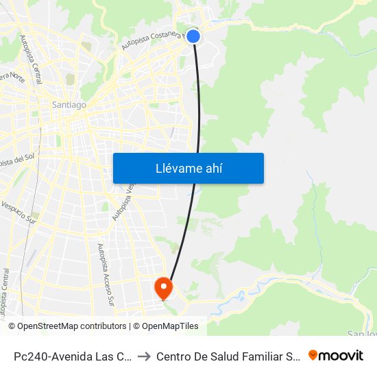 Pc240-Avenida Las Condes / Esq. Pamplona to Centro De Salud Familiar San Alberto Hurtado (Cesfam) map