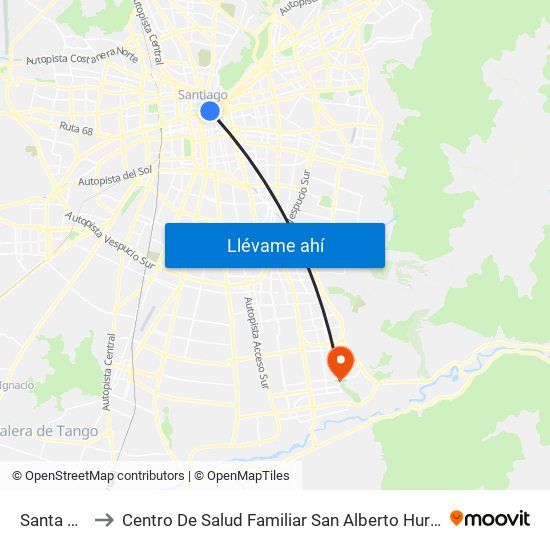 Santa Lucía to Centro De Salud Familiar San Alberto Hurtado (Cesfam) map