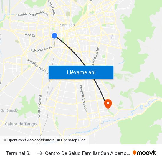 Terminal San Borja to Centro De Salud Familiar San Alberto Hurtado (Cesfam) map