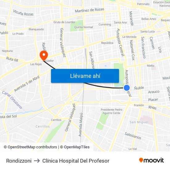 Rondizzoni to Clínica Hospital Del Profesor map