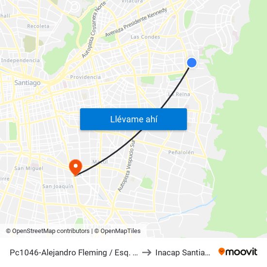 Pc1046-Alejandro Fleming / Esq. Totoralillo to Inacap Santiago Sur map