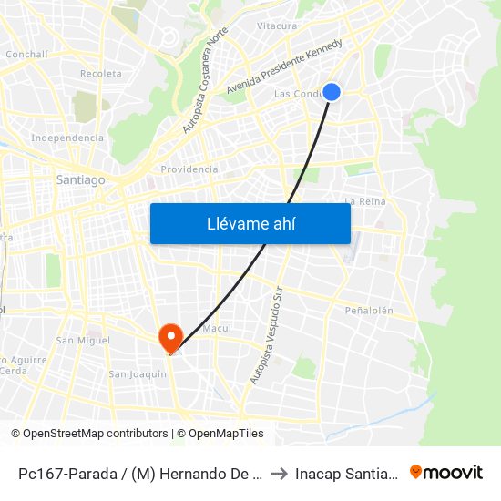 Pc167-Parada / (M) Hernando De Magallanes to Inacap Santiago Sur map
