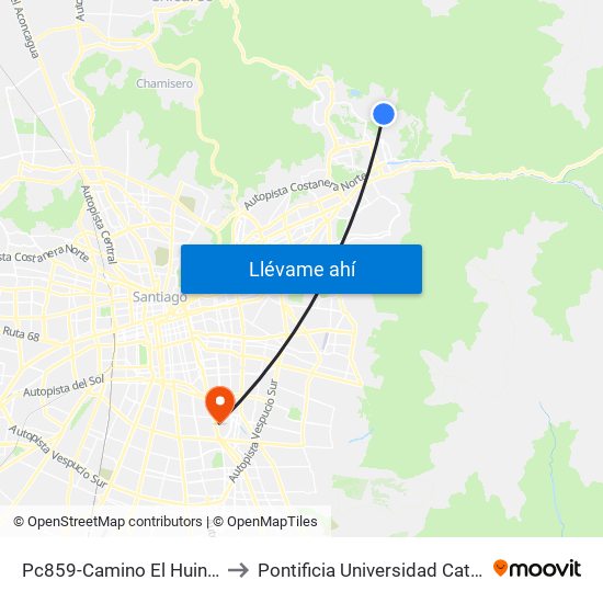 Pc859-Camino El Huinganal / Esq. Camino Del Yunque to Pontificia Universidad Católica De Chile - Campus San Joaquín map
