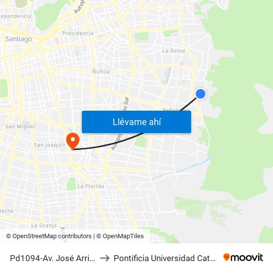 Pd1094-Av. José Arrieta / Esq. Pasaje José Arrieta to Pontificia Universidad Católica De Chile - Campus San Joaquín map