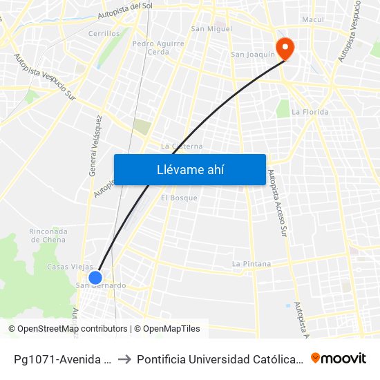 Pg1071-Avenida Colón / Esq. Maipú to Pontificia Universidad Católica De Chile - Campus San Joaquín map