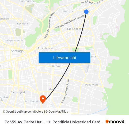 Pc659-Av. Padre Hurtado-Norte / Esq. Colorado to Pontificia Universidad Católica De Chile - Campus San Joaquín map