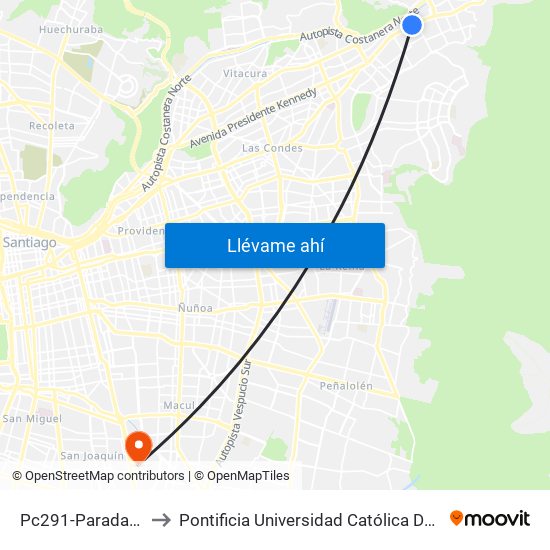 Pc291-Parada 4 / Cantagallo to Pontificia Universidad Católica De Chile - Campus San Joaquín map