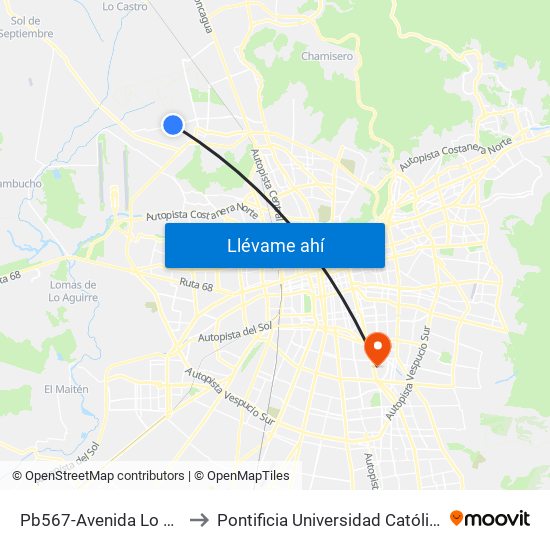 Pb567-Avenida Lo Marcoleta / Esq. San Luis to Pontificia Universidad Católica De Chile - Campus San Joaquín map