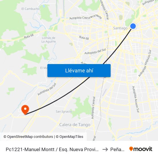 Pc1221-Manuel Montt / Esq. Nueva Providencia to Peñaflor map